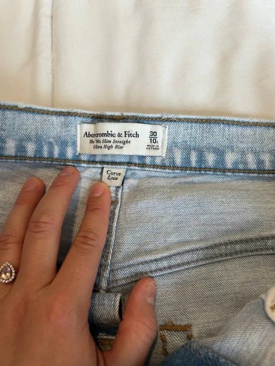 Abercrombie & Fitch Light Blue High-Rise Slim Straight Jeans - Picture 3 of 5